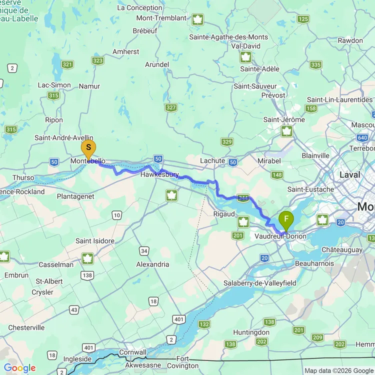 Map of Montebello - Vaudreuil