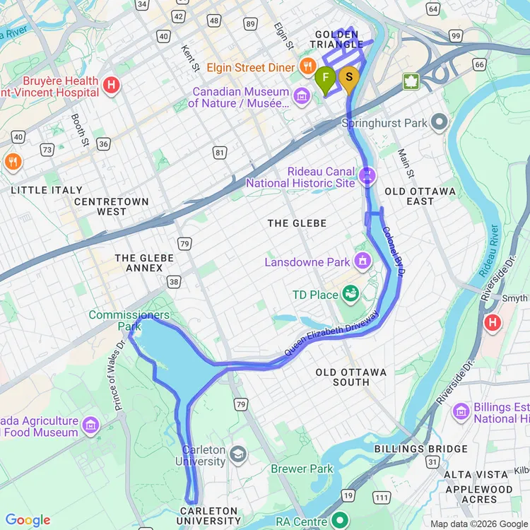 Map of Night Ride through the Arboretum