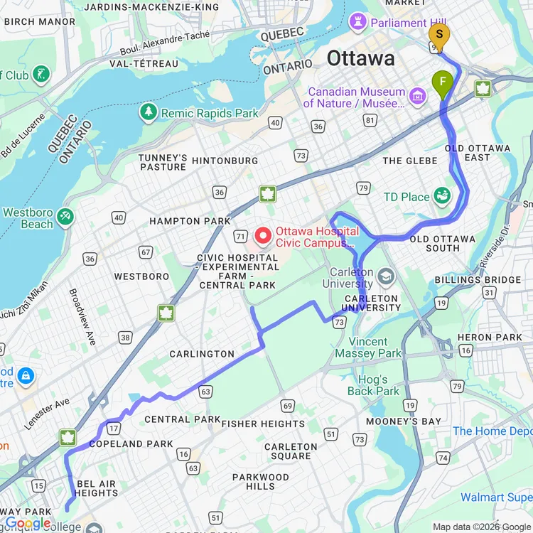 Map of Experimental Farm and Carlington Woods