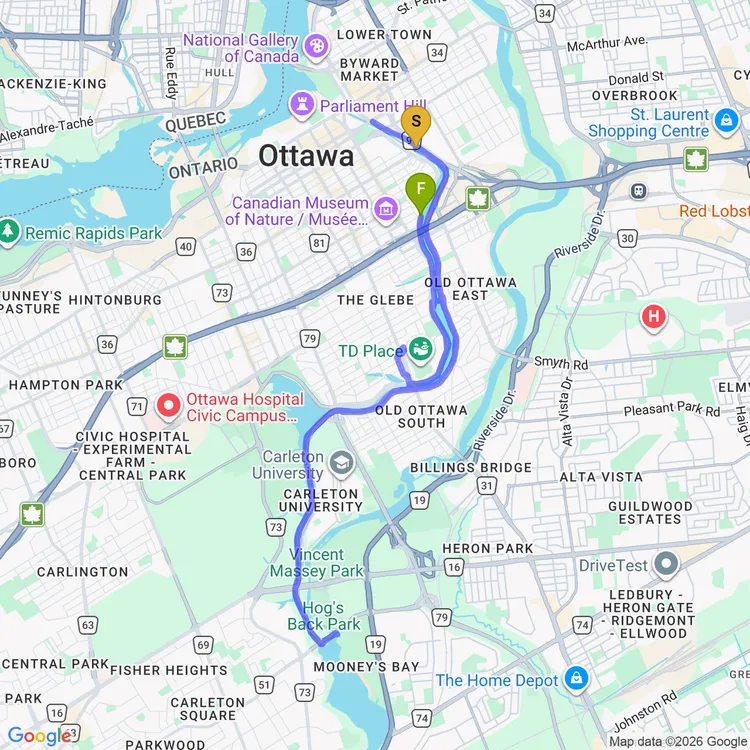 Map of photo night ride