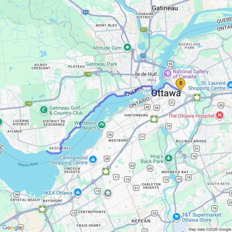 Map of Hunter's Moon: Night Ride to Aylmer