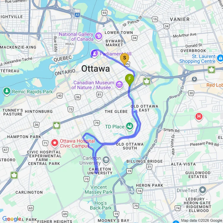 Map of End of Winter Ride