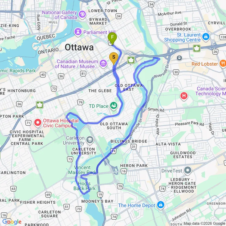 Map of Evening -R-u-n- Ride