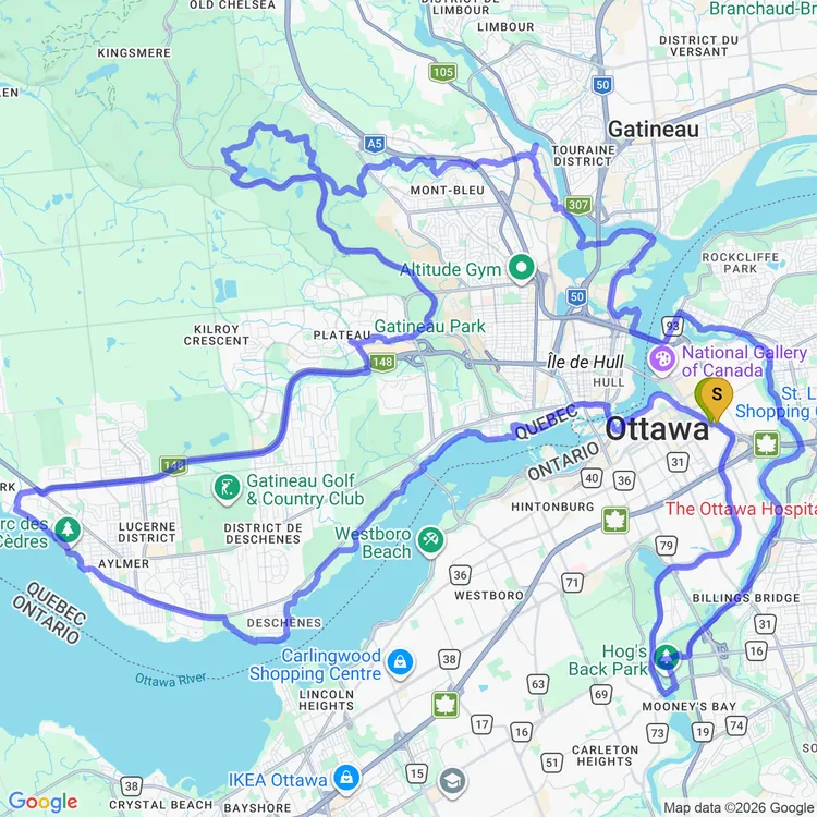 Map of long long gatineau loop 