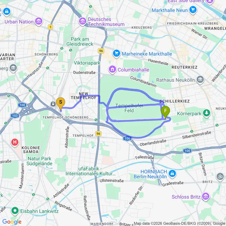 Map of mini tempelhof workout