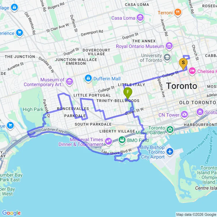 Map of Toronto Bike Rave!!! 🚴 🦄 