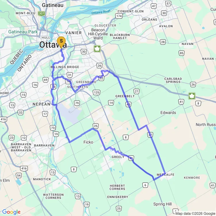 Map of The Metcalfe Ride