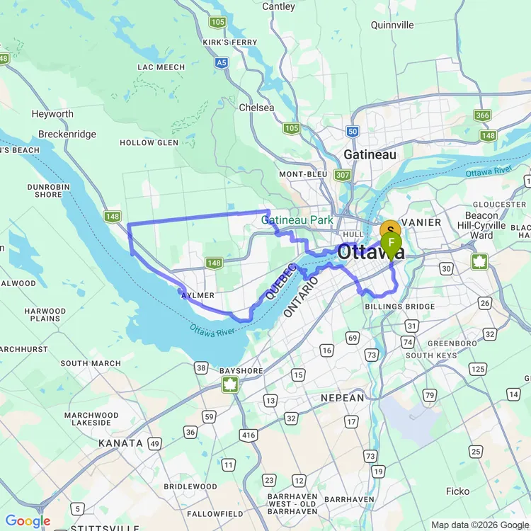 Map of Aylmer through Chemin Pink