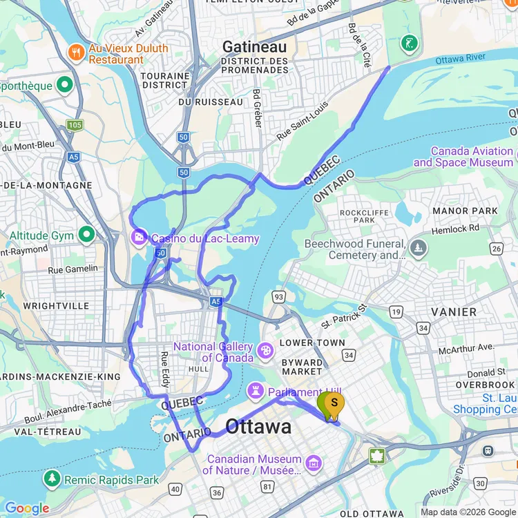 Map of Riding around Lac-Leamy and Gatineau