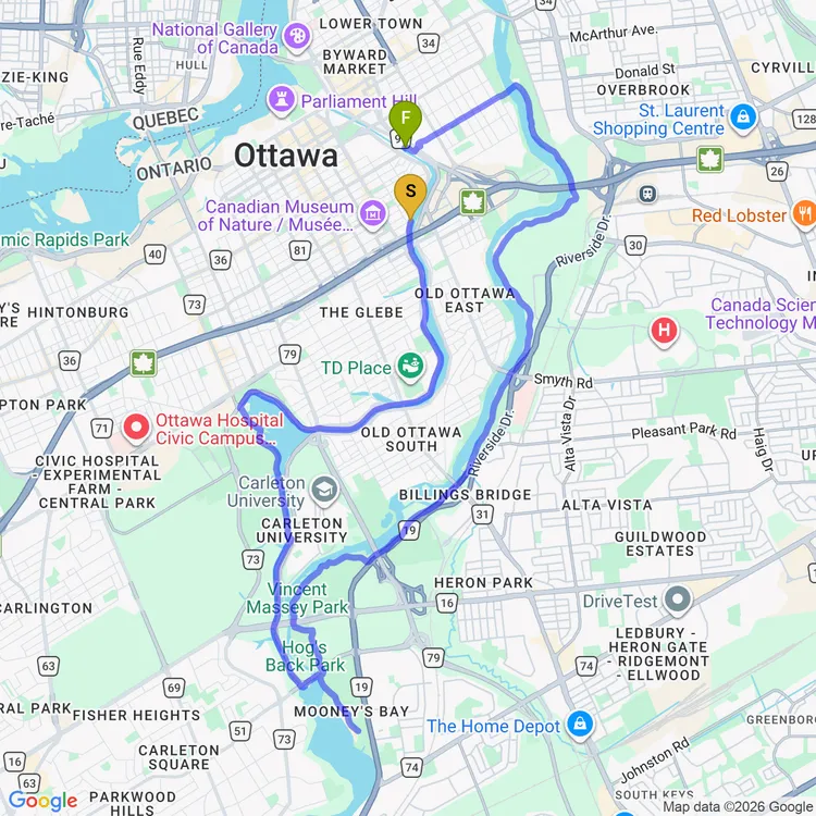 Map of chill afternoon ride