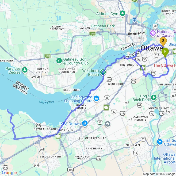Map of Enjoying the sun at Shirley's Bay