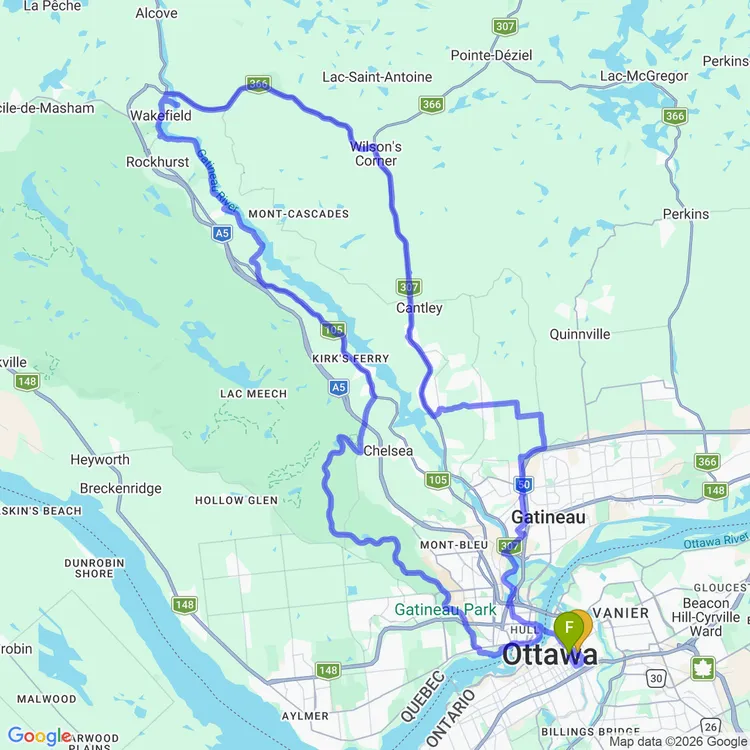Map of Wakefield Cyclotour with Olivia