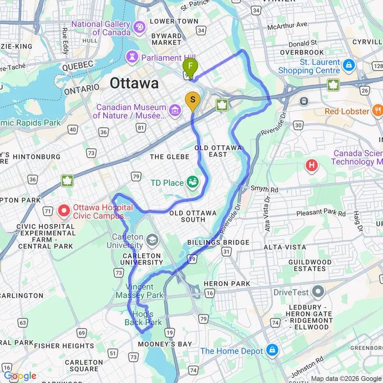 Map of chill night ride