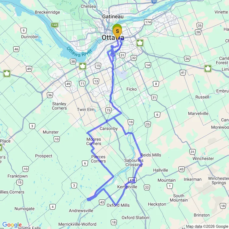 Map of long fast ride with Olivia