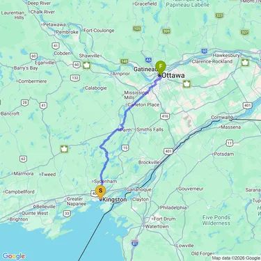 Map of Rideau Lakes Tour: Day 2 - Classic