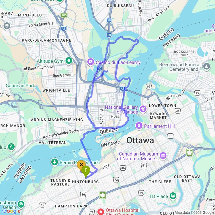 Map of Afternoon Ride