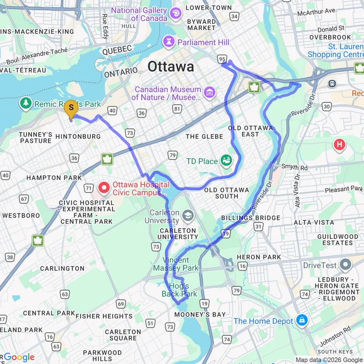 Map of chill ride downtown