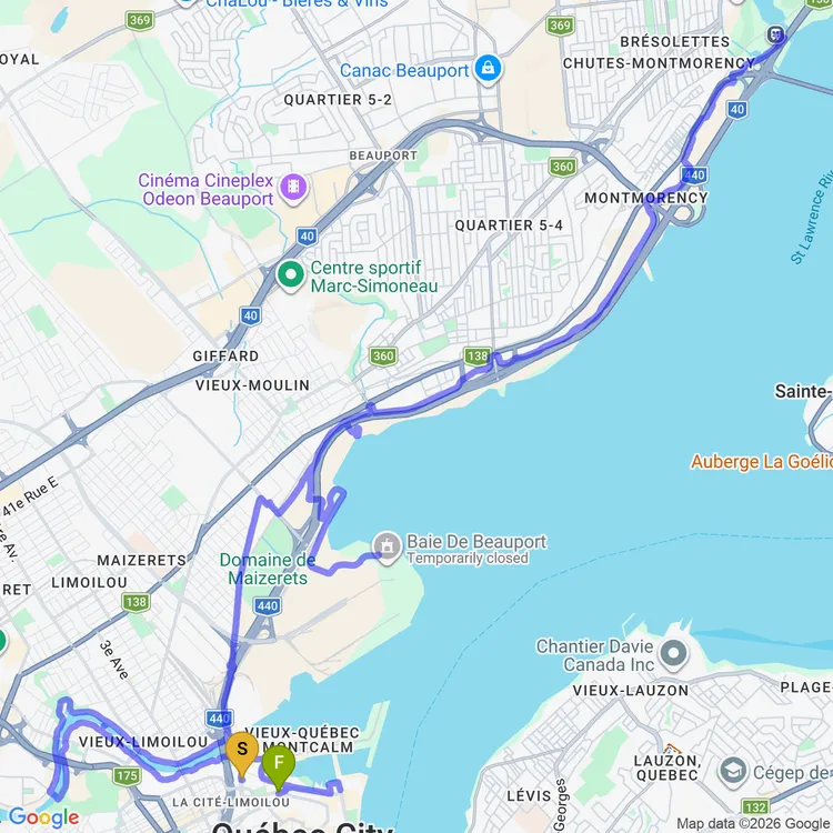 Map of Montmorency Falls 🤙