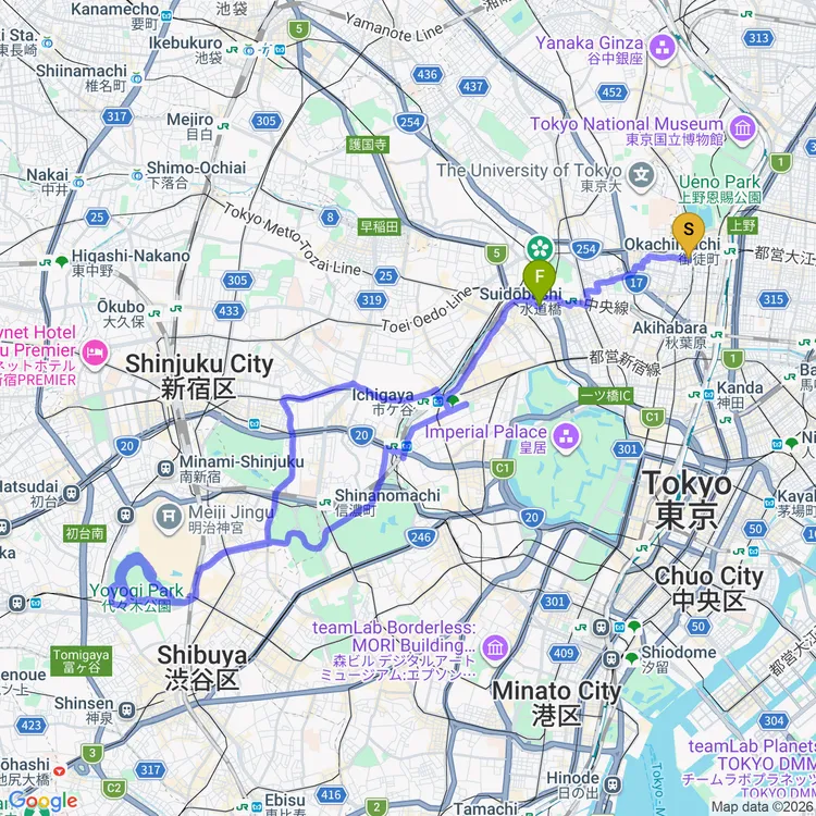 Map of Tokyo Scramble to Yoyogi Park