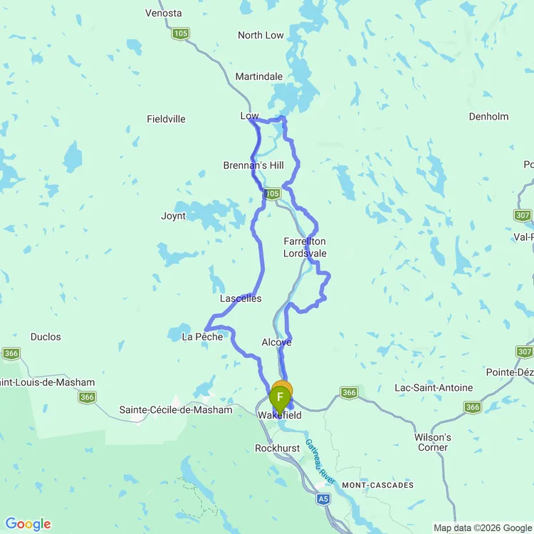 Map of wakefield ride with Tony