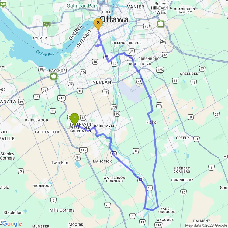 Map of riding with nathan