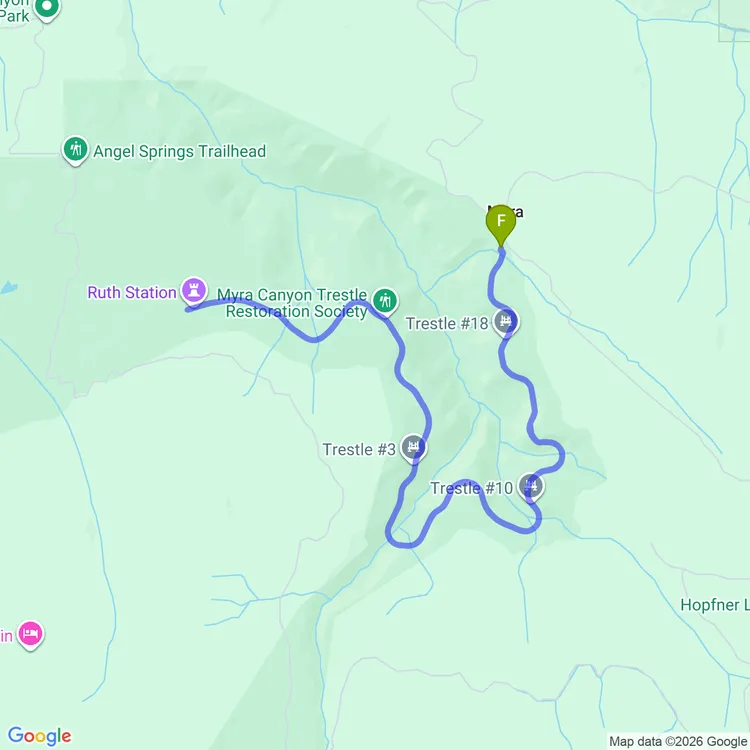 Map of Exploring the Trestles at Myra Canyon
