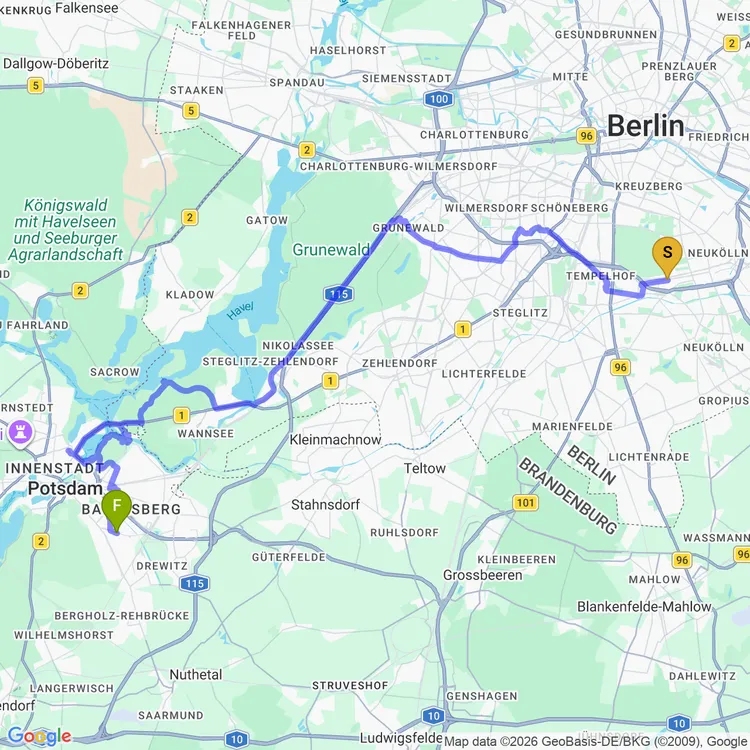 Map of berlin -> postdam 