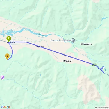 Map of Antuco towards Laja