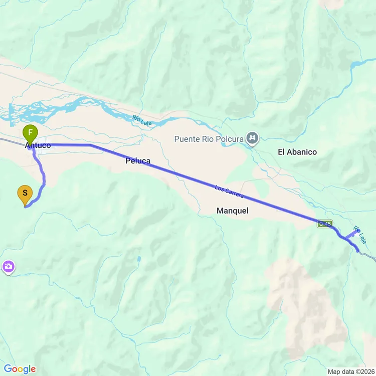 Map of Antuco towards Laja