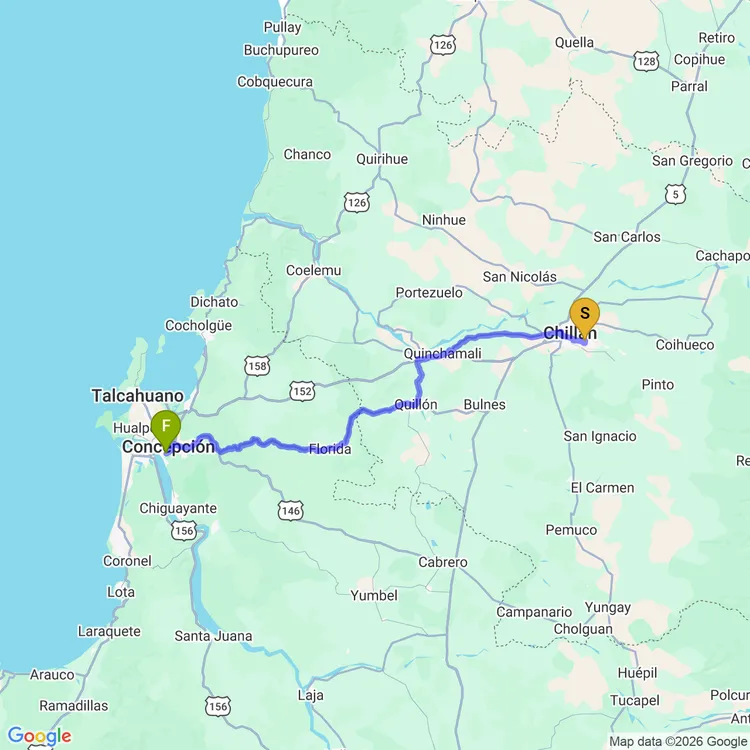 Map of Chillán a Concepción: Gran Fondo