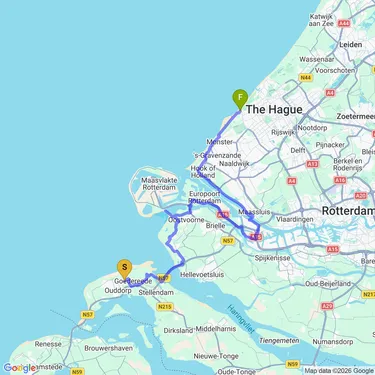 Map of Day 5: Camping -> (close to) The Hague