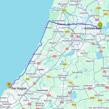Map of Day 6: The Hague -> Amsterdam