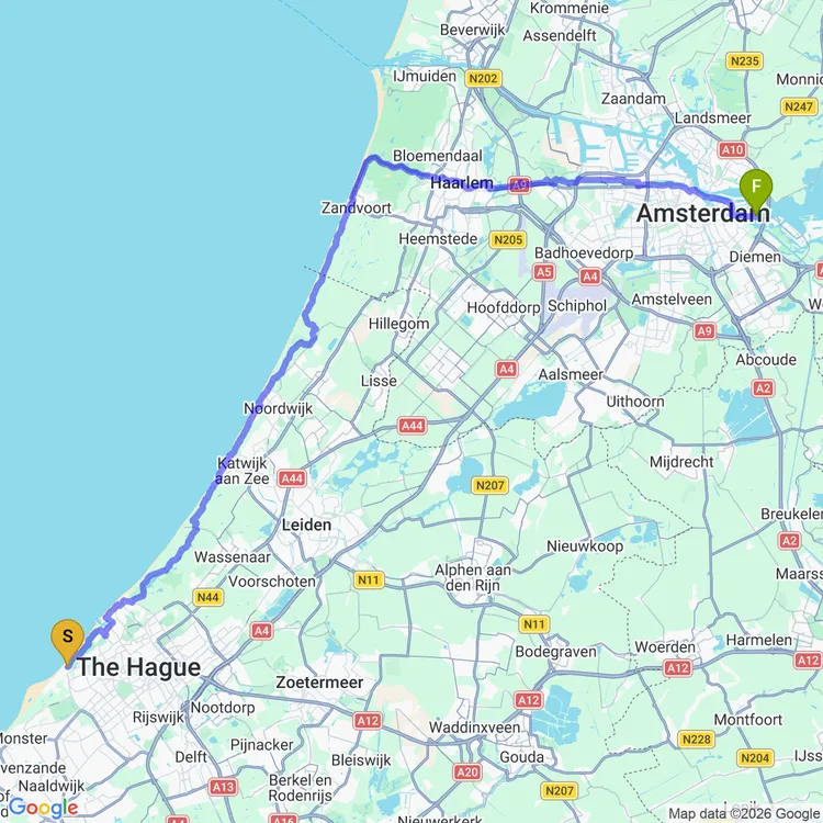 Map of Day 6: The Hague -> Amsterdam
