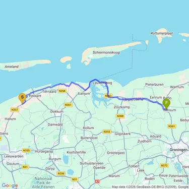 Map of to Winsum #eurobiketrip