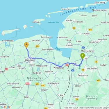 Map of Winsum to Weener 🌭 Leer