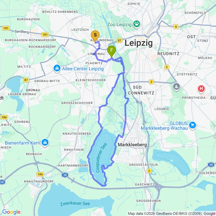 Map of felix’s route around Leipzig