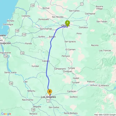 Map of LA to Chillán