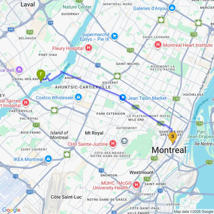 Map of leaving MTL