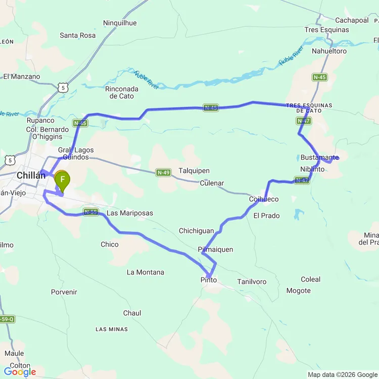 Map of Long Pinto Cohiueco