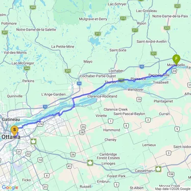 Map of On Tour: Ottawa to Montebello