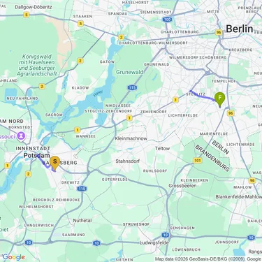 Map of potsdam to berlin