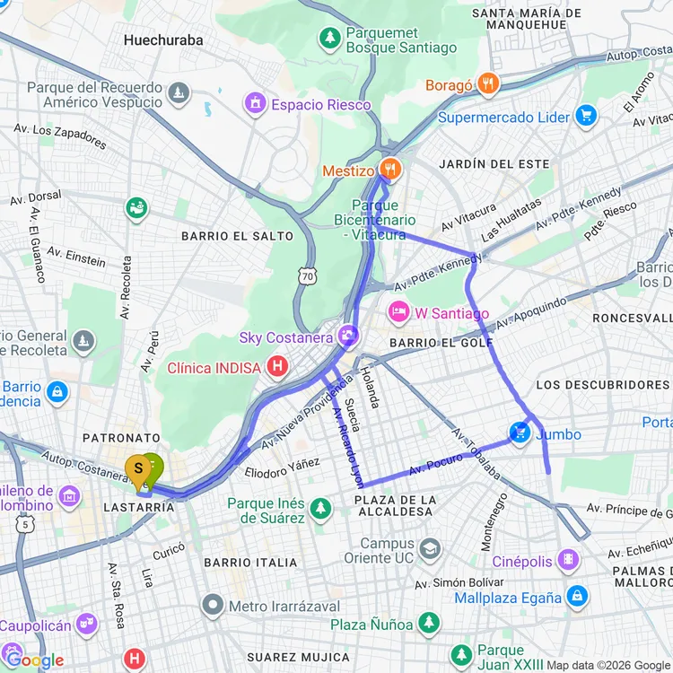 Map of Santiago en Bici