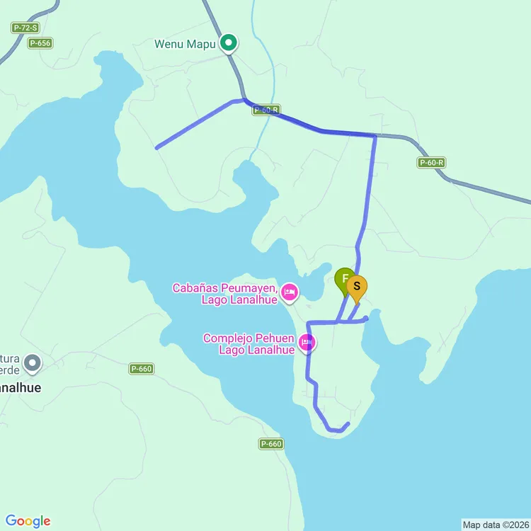 Map of Sunset at Lanalhue Lake