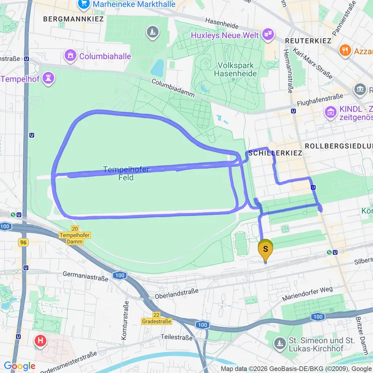 Map of Sunset Tempelhof Ride