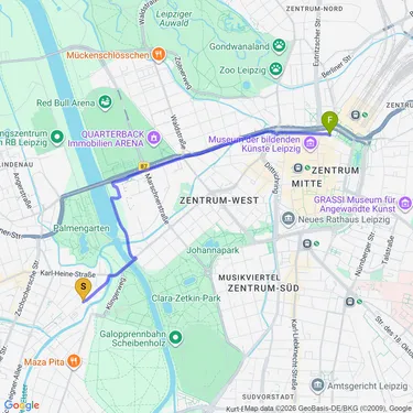 Map of to Leipzig Hauptbahnhof