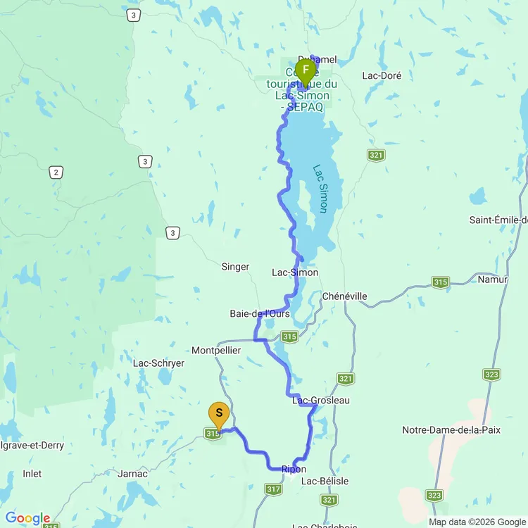 Map of Tour de Petite Nation - Day 2