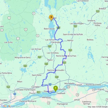 Map of Tour de Petite Nation - Day 3