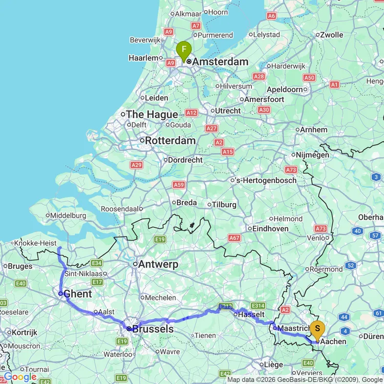 Map of Eurotour 2022: Germany, Belgium, Netherlands